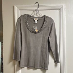 Talbots Silver Embellished Blouse